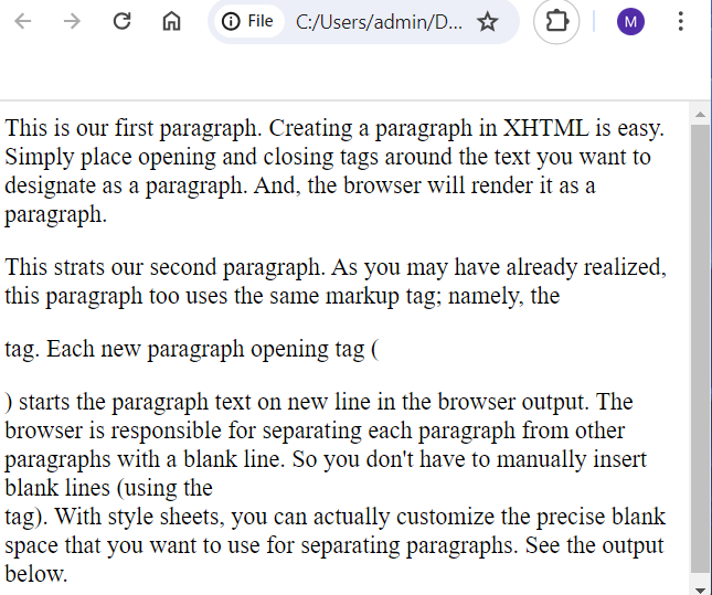XHTML topics 6 paragraph